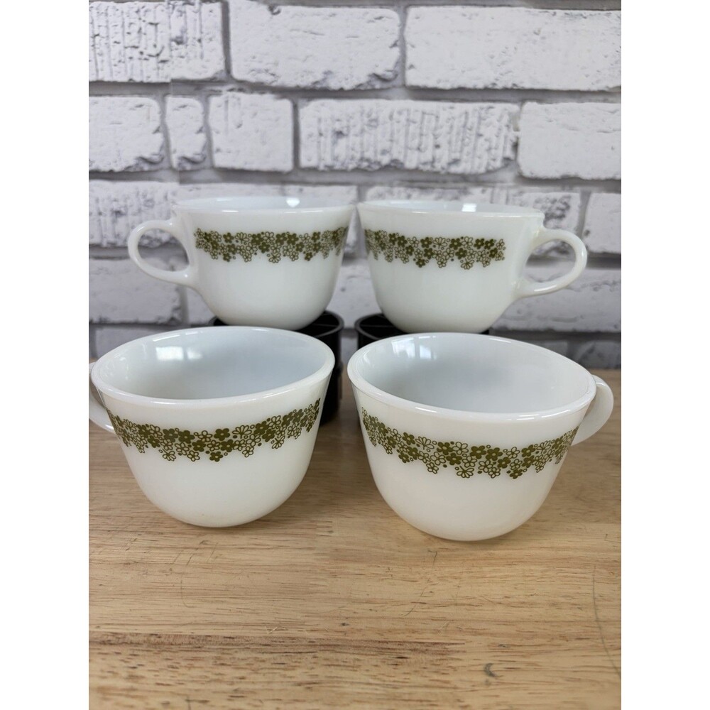 Pyrex Spring Blossom Crazy Daisy Coffee Tea Cup Mugs Set Of 4 Mint Vintage